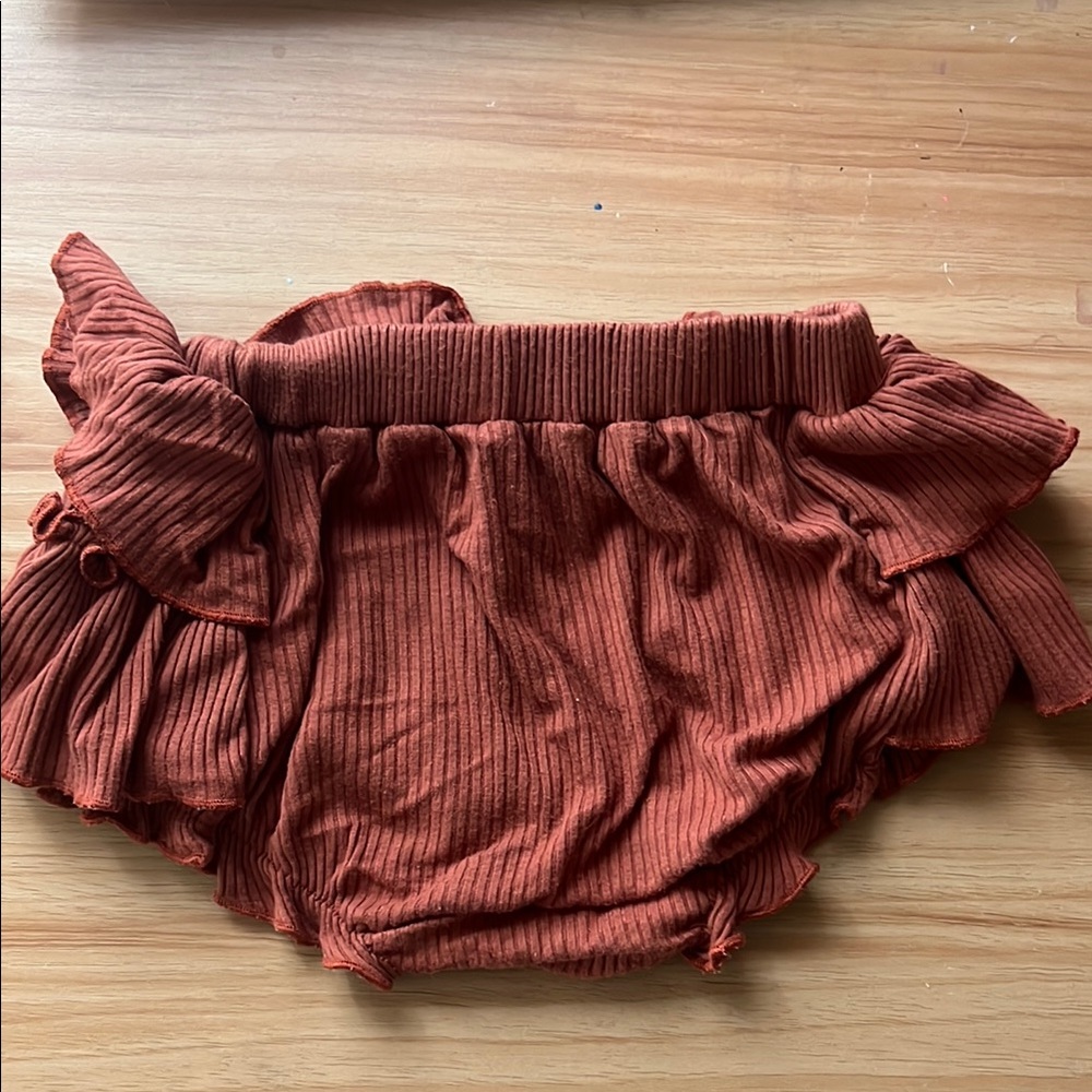 Kate Quinn Rust Ruffle Shorts